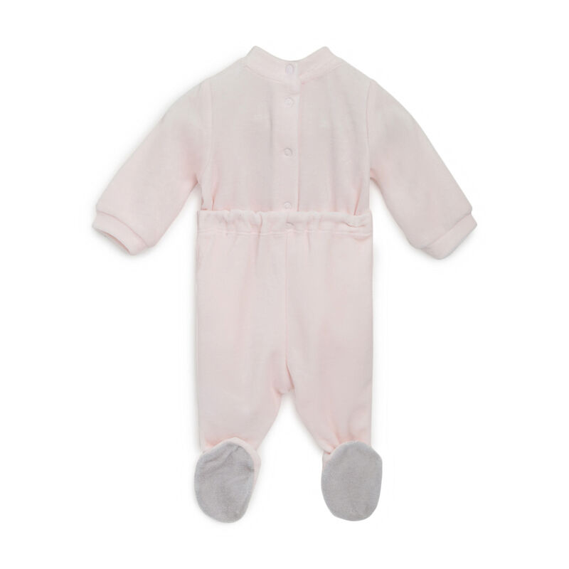 Girls Light Pink Applique Nappy Opening Babysuit image number null